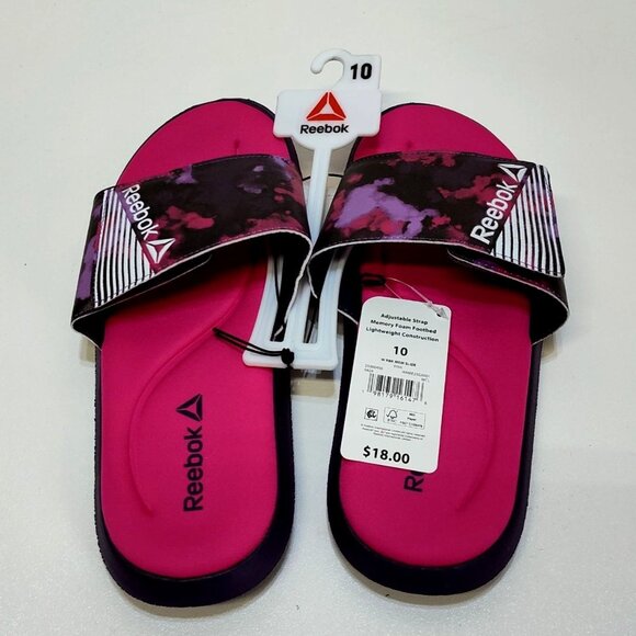 Reebok Slide Sandals Adjustable Strap Memory Foam Women US 10 UK 7.5 EUR 41 NWT - Picture 1 of 7